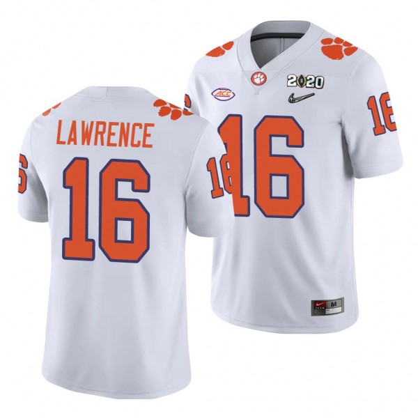 Clemson Tigers Trevor Lawrence White 2020 College Football Men's Playoff Game Jersey