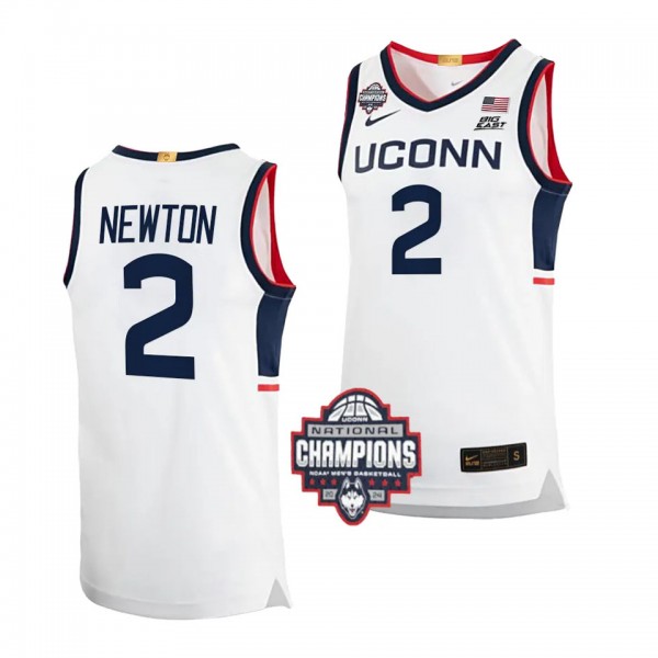 UConn Huskies 2024 NCAA Men's Basketball National Champions Tristen Newton #2 White Elite Jersey Men's