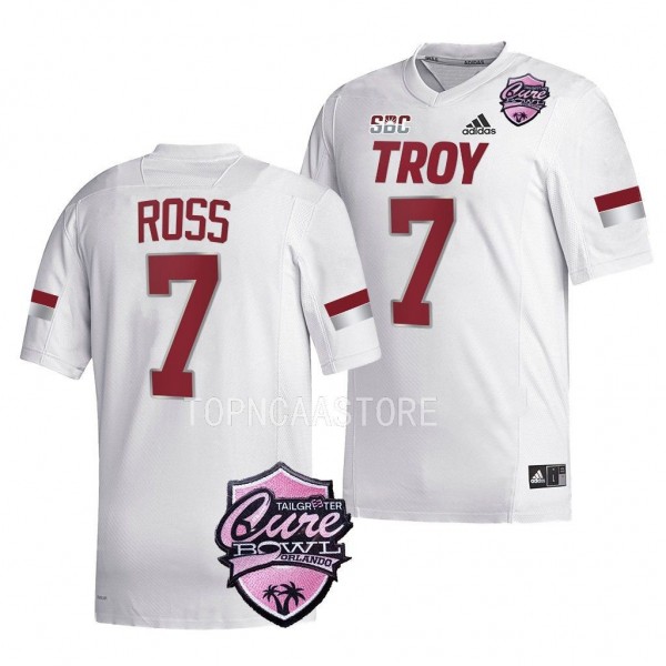 Troy Trojans 2022 Cure Bowl Devonte Ross #7 White ...
