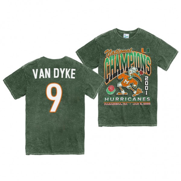 Tyler Van Dyke T-Shirt Miami Hurricanes #9 Green 2...
