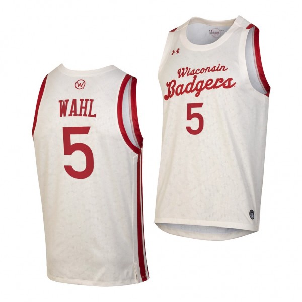 Wisconsin Badgers Tyler Wahl White 2021 Throwback College Basketball Jersey