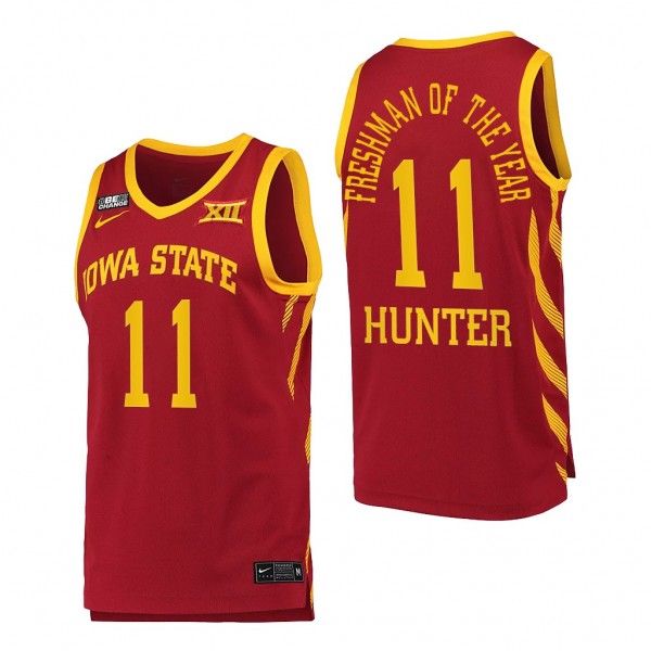 Tyrese Hunter Freshman of the Year 2022 Iowa State Cyclones #11 Red Big 12 Jersey