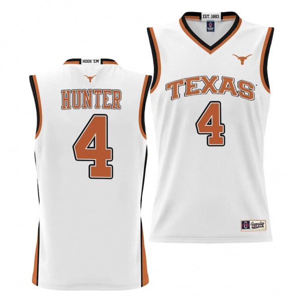 Texas Longhorns Tyrese Hunter White #4 NIL Basketball Jersey Lightweight Unisex