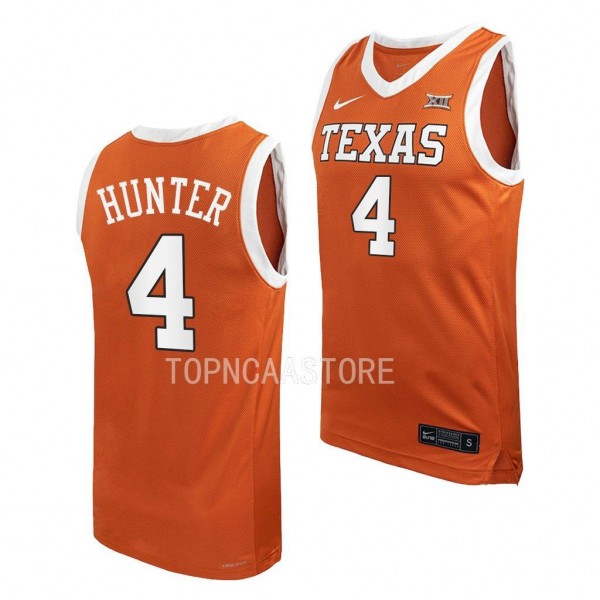 Texas Longhorns Tyrese Hunter Orange #4 Jersey Rep...