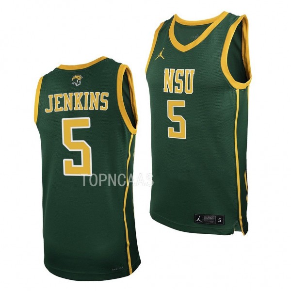 Norfolk State Spartans Tyrese Jenkins Green #5 Rep...