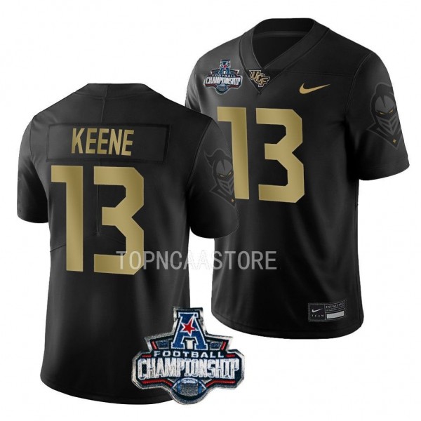 2022 ACC Championship Mikey Keene UCF Knights #13 Black Gold Jersey Men's