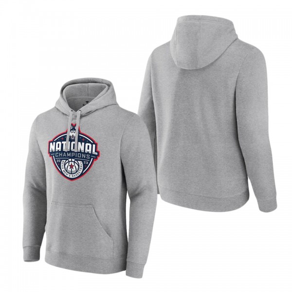 UConn Huskies 2023 NCAA Men's Basketball National Champions Logo Pullover Hoodie Gray