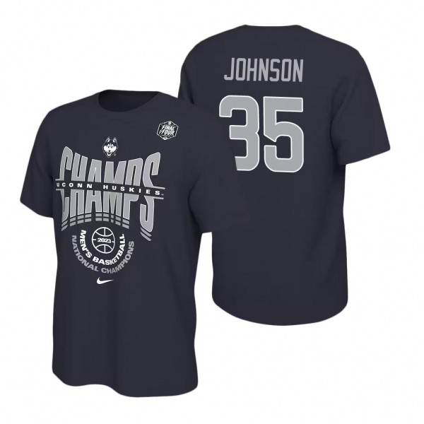 Samson Johnson UConn Huskies Navy 2023 NCAA Final Four Men's Basketball T-Shirt