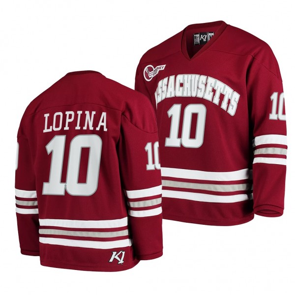 Josh Lopina UMass Minutemen 10 Maroon College Hockey Jersey 2021-22 Alumni Player