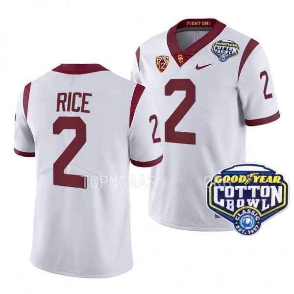 USC Trojans 2023 Cotton Bowl Brenden Rice #2 White...