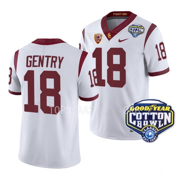 USC Trojans 2023 Cotton Bowl Eric Gentry #18 White...