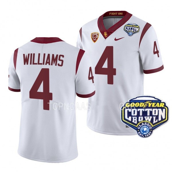 USC Trojans 2023 Cotton Bowl Mario Williams #4 White Men's College Football Jersey
