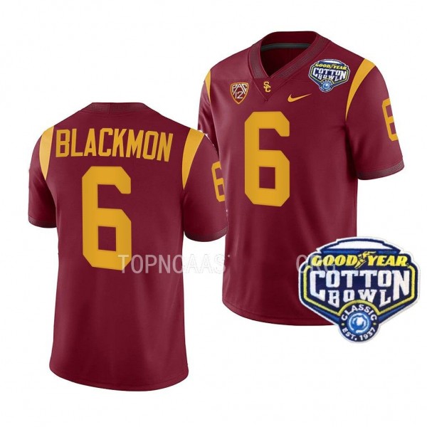Mekhi Blackmon USC Trojans 2023 Cotton Bowl Cardinal Men College Football 6 Jersey