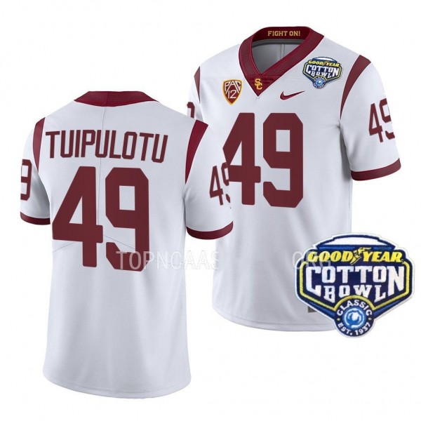USC Trojans 2023 Cotton Bowl Tuli Tuipulotu #49 Wh...