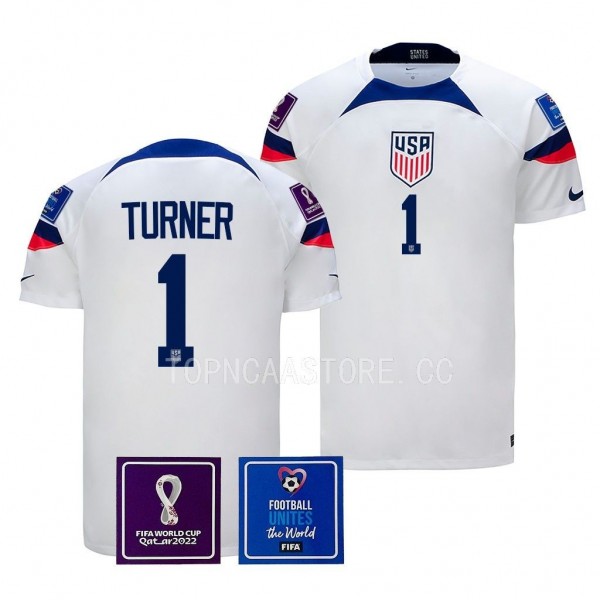 USMNT #1 Matt Turner FIFA World Cup 2022 White Kit...