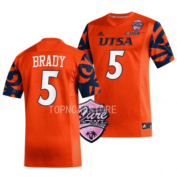 2022 Cure Bowl Brenden Brady UTSA Roadrunners #5 Orange Football Jersey Men's