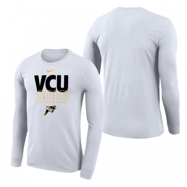 VCU Rams On Court Bench Long Sleeve T-Shirt White