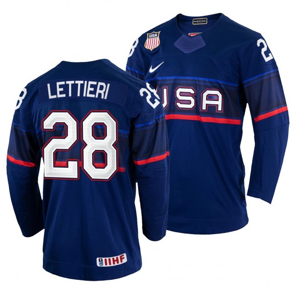USA Hockey Vinni Lettieri #28 Navy Away Jersey 202...