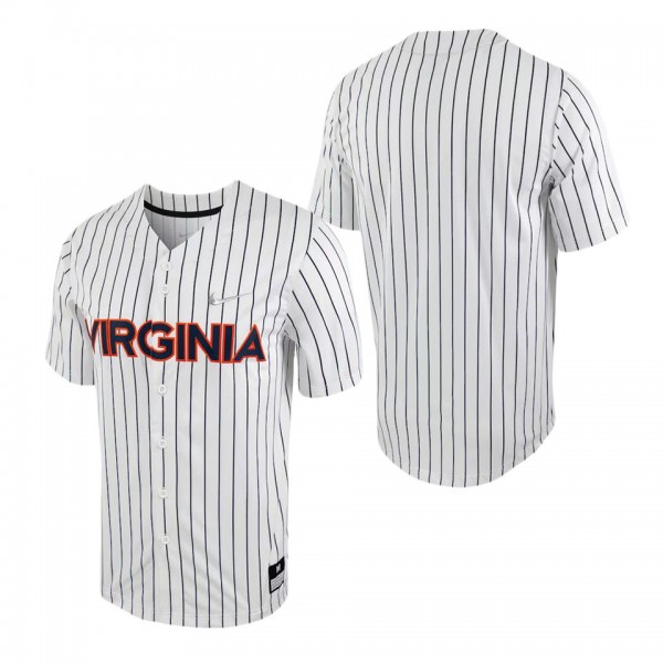 Virginia Cavaliers Nike Pinstripe Replica Full-Button Baseball Jersey White Navy