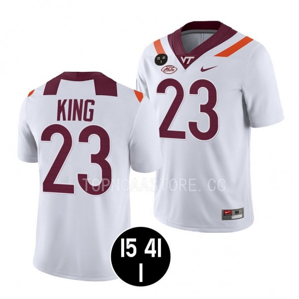 UVA Strong Keshawn King Virginia Tech Hokies #23 White Football Jersey Men's