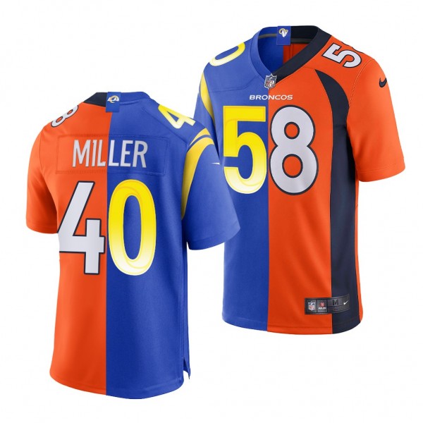 Los Angeles Rams Von Miller #40 Royal Orange Split...