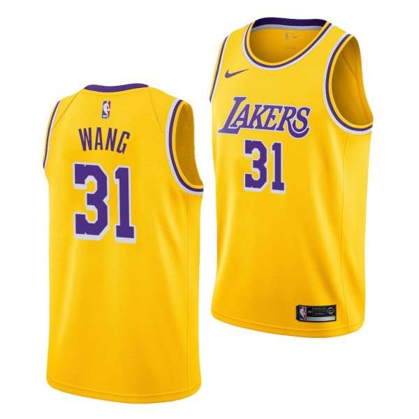 Wang Zhelin Los Angeles Lakers Gold Jersey Icon Ed...