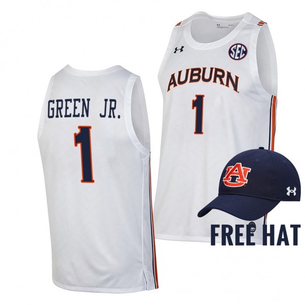 Auburn Tigers Wendell Green Jr. #1 White Free Hat ...