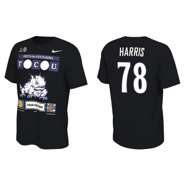 Wes Harris TCU Horned Frogs Black College Football Playoff 2022 Fiesta Bowl Illustrated T-Shirt