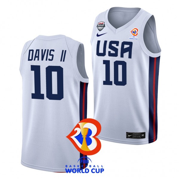 2023 FIBA Basketball World Cup USA Will Davis II Home White #10 Jersey