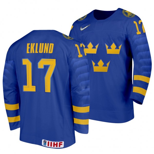 Sweden Hockey William Eklund Blue 2022 IIHF World ...