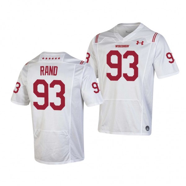 Wisconsin Badgers Garrett Rand 93 White Game Jersey Men's