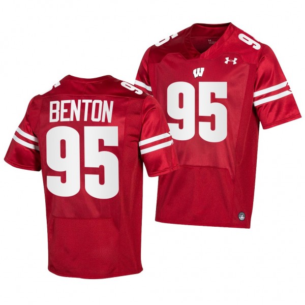 Keeanu Benton Wisconsin Badgers #95 Red Jersey Pic...