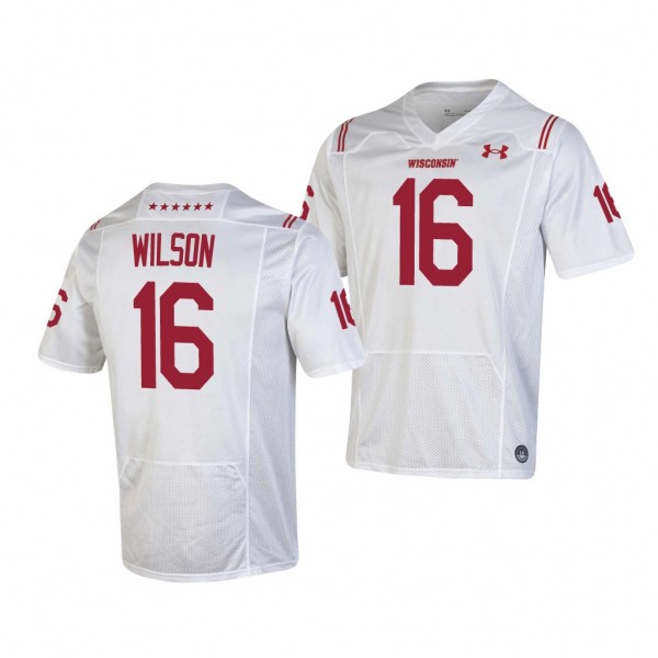Wisconsin Badgers Russell Wilson 16 White Game Jer...