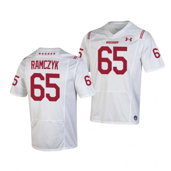 Wisconsin Badgers Ryan Ramczyk 65 White Game Jerse...