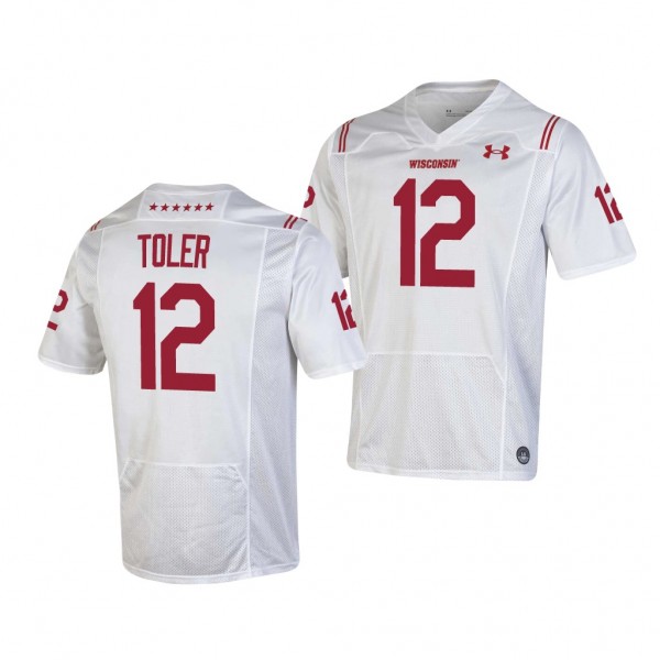 Wisconsin Badgers Titus Toler 12 White Game Jersey...