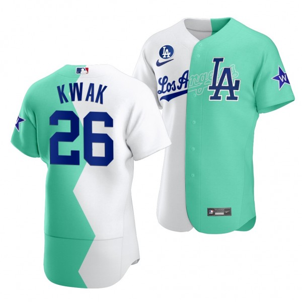 Dodgers Yoongy Kwak White Green #26 Authentic Jers...