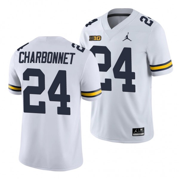 Michigan Wolverines Zach Charbonnet White College Football Men's Game Jersey